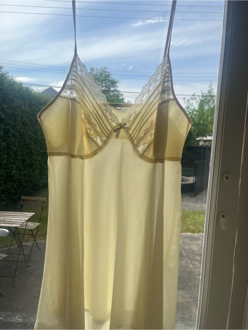 Lace-Trim Slip Dress - Pale Yellow